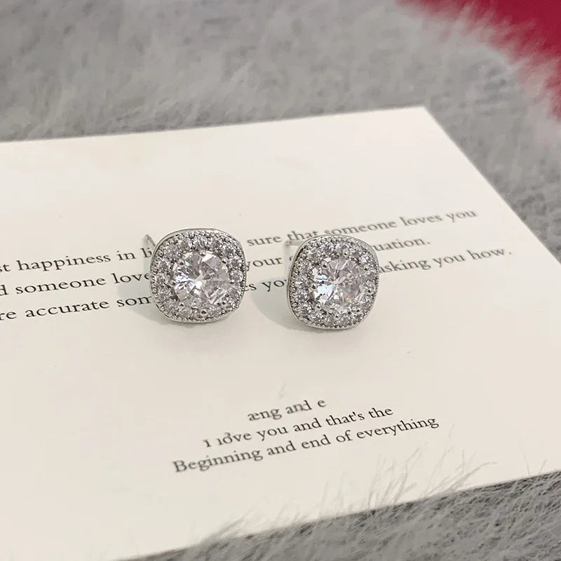 Zircon Round Pearl Earrings for Women Personality Irregular Stud Earring Temperament High Sense Simple Jewelry Wedding Girl