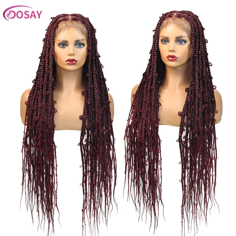 36" Butterfly Synthetic Wig #27 Honey Blonde Braided Full Lace Wigs Jungle Braiding Hair Burgundy Goddess Locs Box Braids Wig