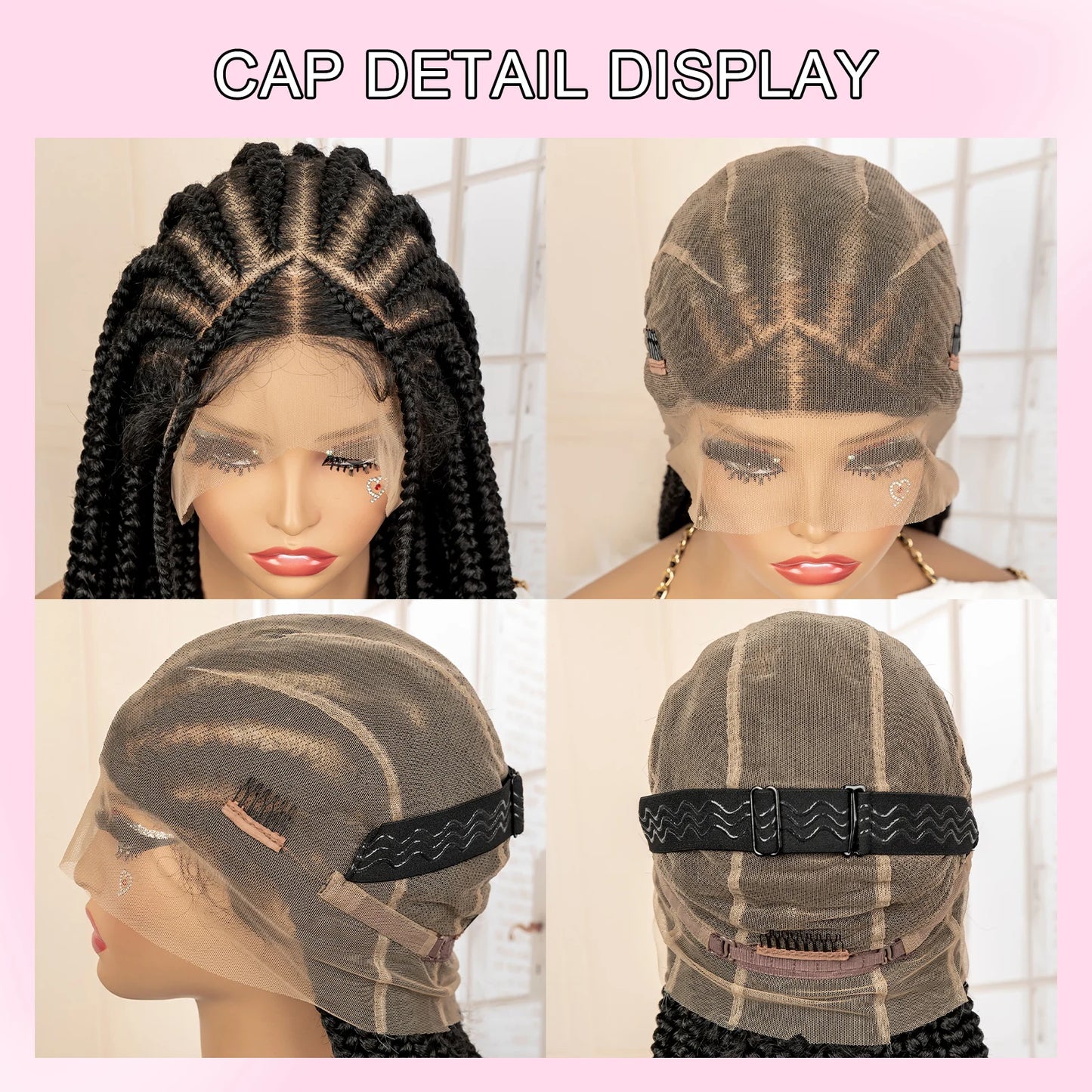 34inch Synthetic Full Lace Front Wig Cornrow Braided Wigs for Black Women Knotless Box Braided Lace Wig Faux Locs Braids Wigs