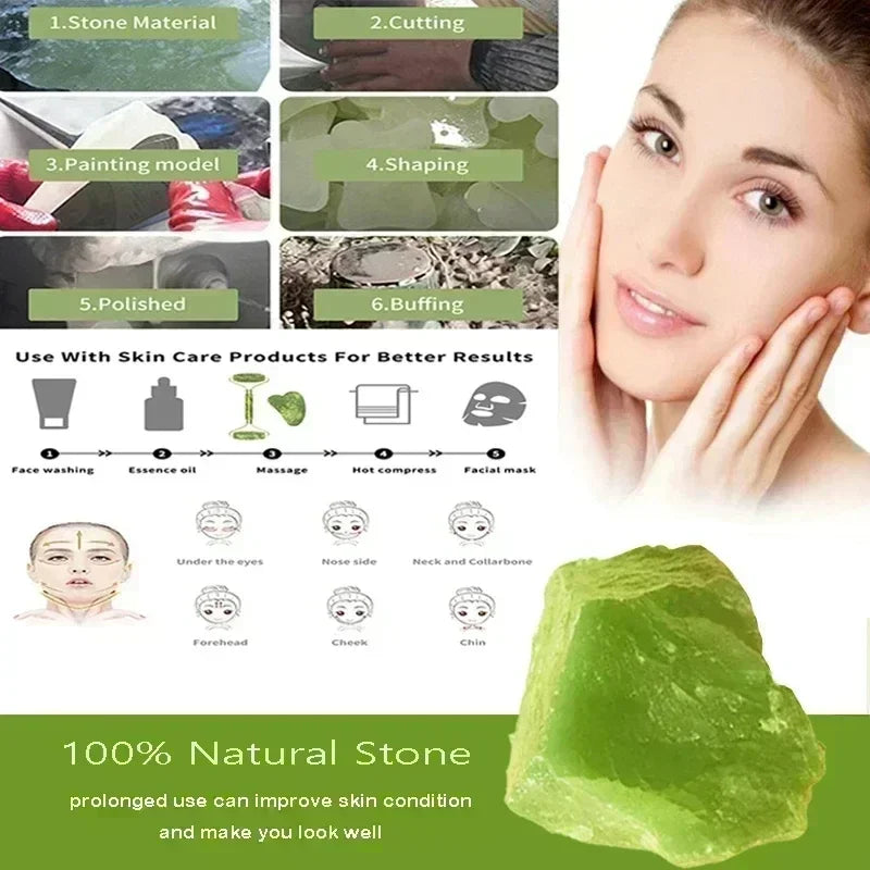 Natural Jade Roller & Gua Sha Set – Facial & Body Massager for Lifting, Relaxation, and Skin Care.