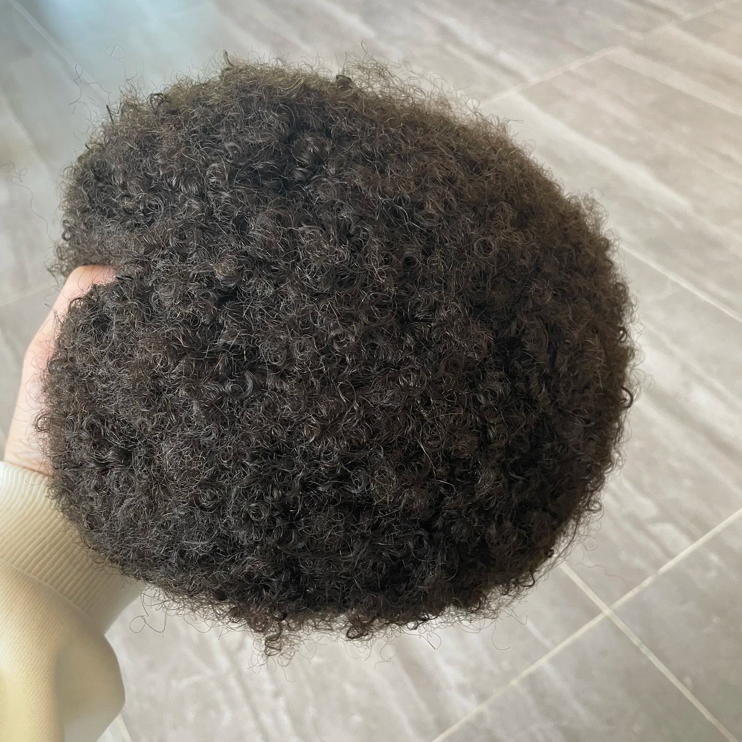 8mm Afro Man Toupee 100% Human Hair System Kinky Curly Weave Unit Toupets for Men Breathable Mono Lace&NPU Capillary Prosthesis