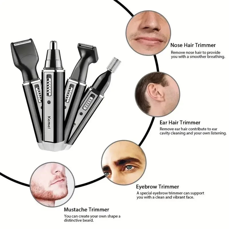 Kemei 4-in-1 Akku-Trimmer – Präzisionspflege für Männer