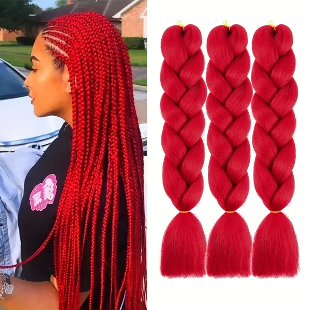 Jumbo Braiding Hair Extensions 24 Inch High Temperature Synthetic Fiber 1/3 Pcs Braiding Hair Twist Crochet Braids Pre Stretched