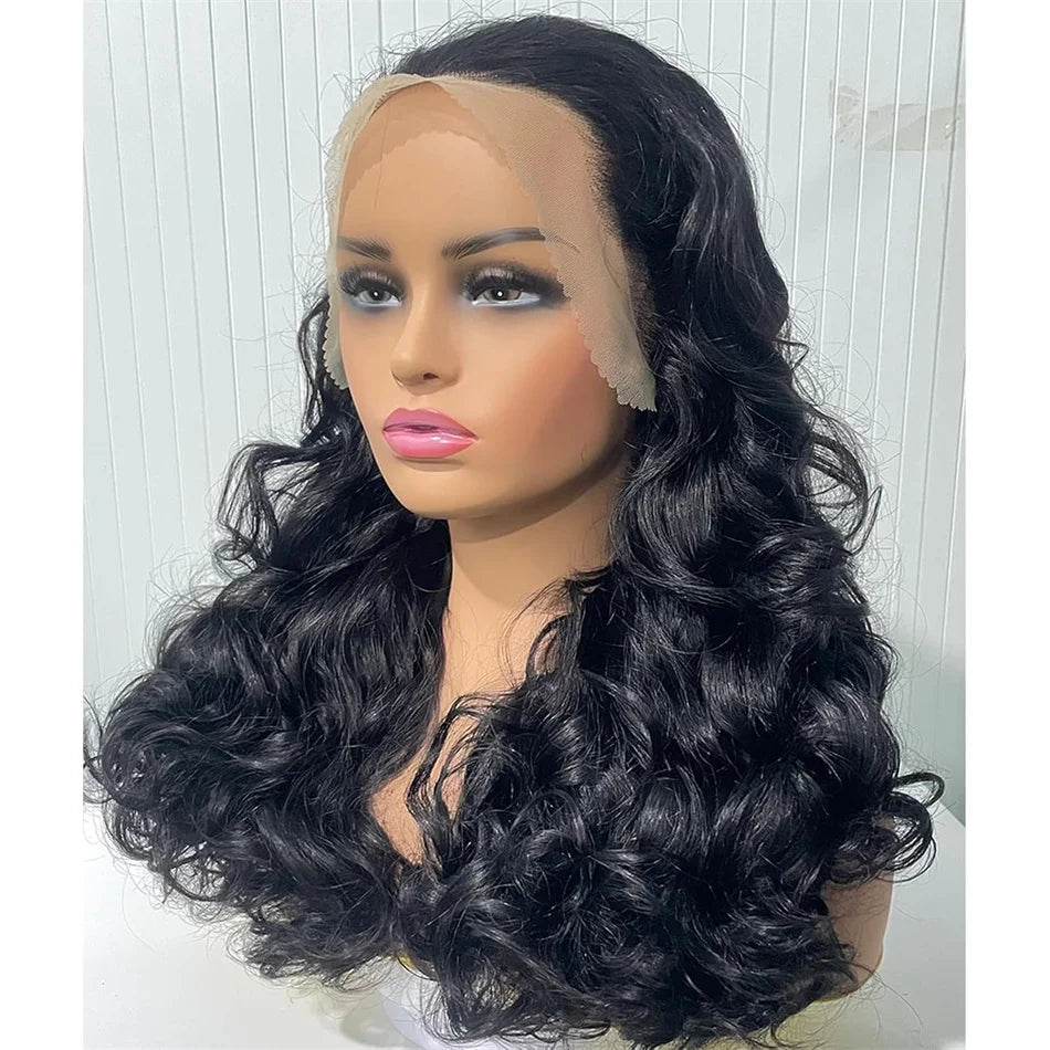 250% Density 100% Vietnamese Loose Wave Wig 13x4 Frontal Bouncy Wave Wig with Human Hair Natural Black For Black Women 14-22Inch