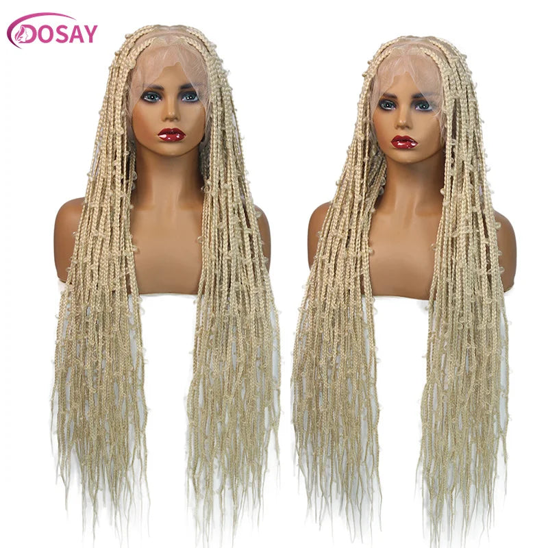 36" Butterfly Synthetic Wig #27 Honey Blonde Braided Full Lace Wigs Jungle Braiding Hair Burgundy Goddess Locs Box Braids Wig