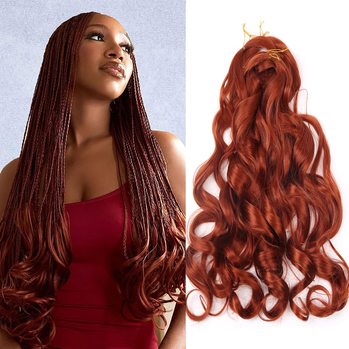 French Curly Crochet Braiding Hair Synthetic Loose Wave Ombre Braids Hair for Women Spiral Curls Pre Stretched Hair Extensions