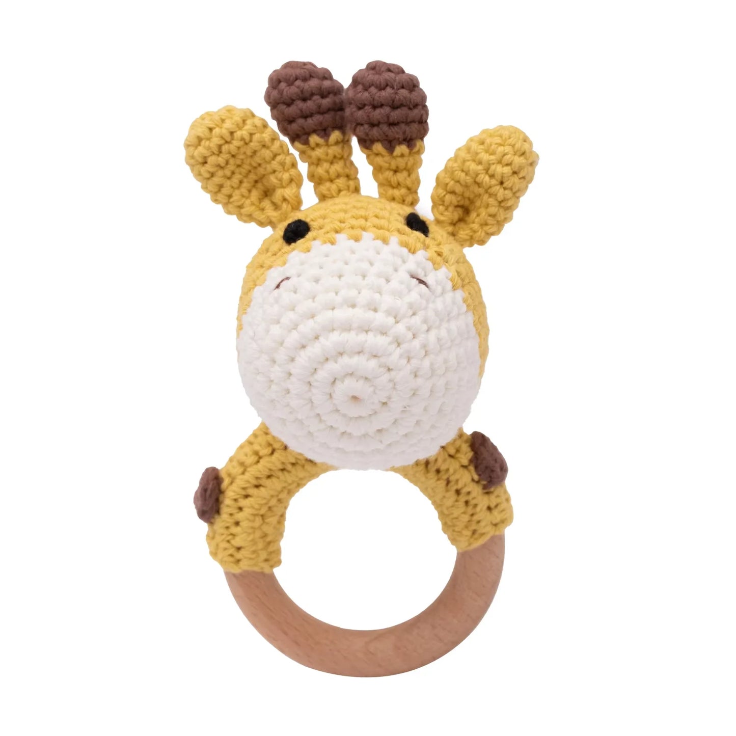 Baby Crochet Rattle Wooden Teether Toy – BPA-Free Rodent Rabbit Rattle for Newborns