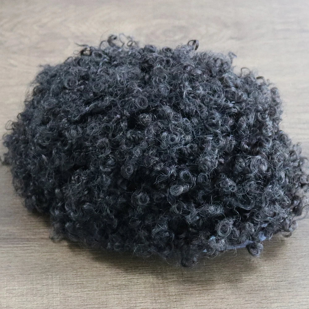 8mm Afro Man Toupee 100% Human Hair System Kinky Curly Weave Unit Toupets for Men Breathable Mono Lace&NPU Capillary Prosthesis