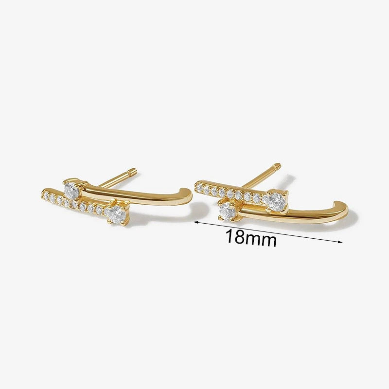 Crmya Classic Earrings for Women Zirconia Gold-plated Ear Cuff Stud Hoop Earrings Women Party Jewelry Accessories Wholesale