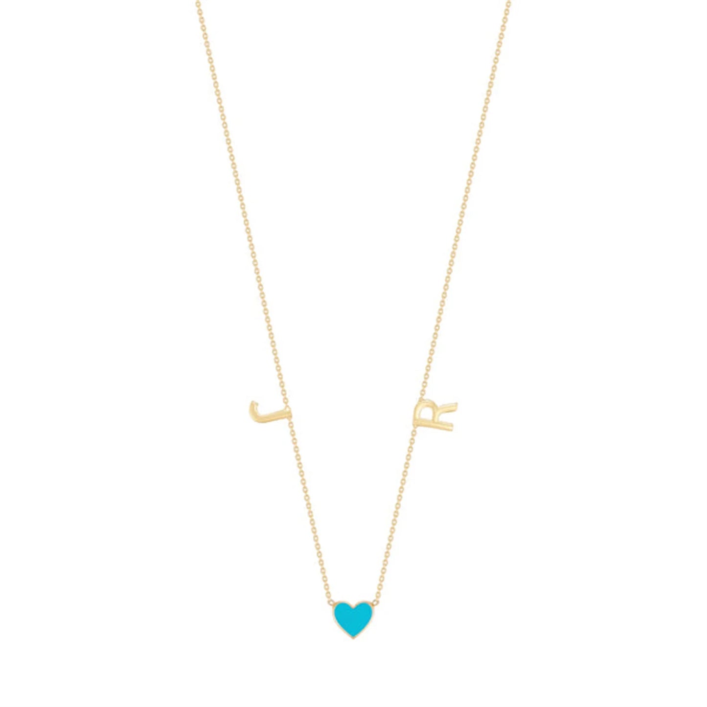 Custom Name Necklace Couple Initial Enamel Heart Pendant 18K Gold Plated Letters/Numbers Personalized Valentine Day Gift for Her