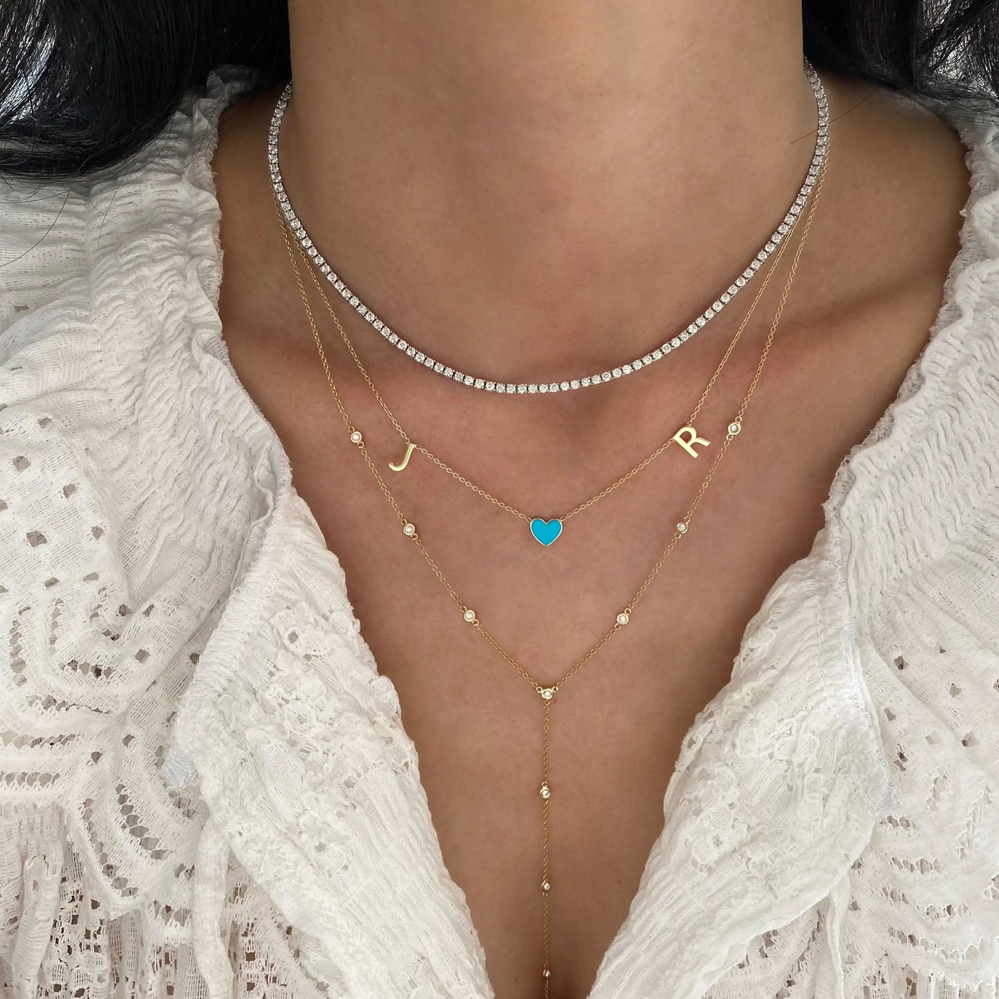 Custom Name Necklace Couple Initial Enamel Heart Pendant 18K Gold Plated Letters/Numbers Personalized Valentine Day Gift for Her