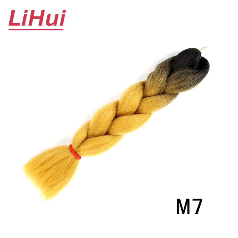 24 Inches Synthetic Braiding Hair Jumbo BraidOmbre Jumbo Hair Extension For Women DIY Hair Braids Purple Pink  Yellow Gray Lihu
