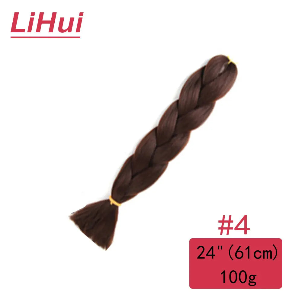 24 Inches Synthetic Braiding Hair Jumbo BraidOmbre Jumbo Hair Extension For Women DIY Hair Braids Purple Pink  Yellow Gray Lihu