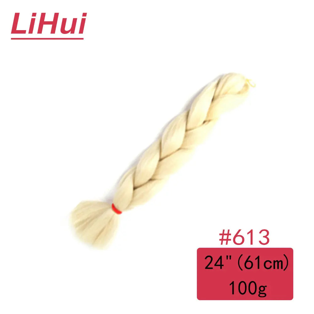 24 Inches Synthetic Braiding Hair Jumbo BraidOmbre Jumbo Hair Extension For Women DIY Hair Braids Purple Pink  Yellow Gray Lihu
