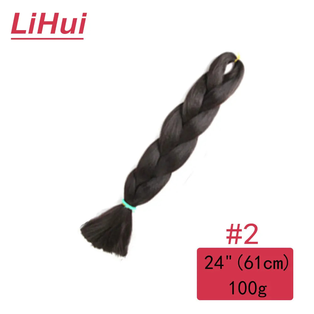 24 Inches Synthetic Braiding Hair Jumbo BraidOmbre Jumbo Hair Extension For Women DIY Hair Braids Purple Pink  Yellow Gray Lihu