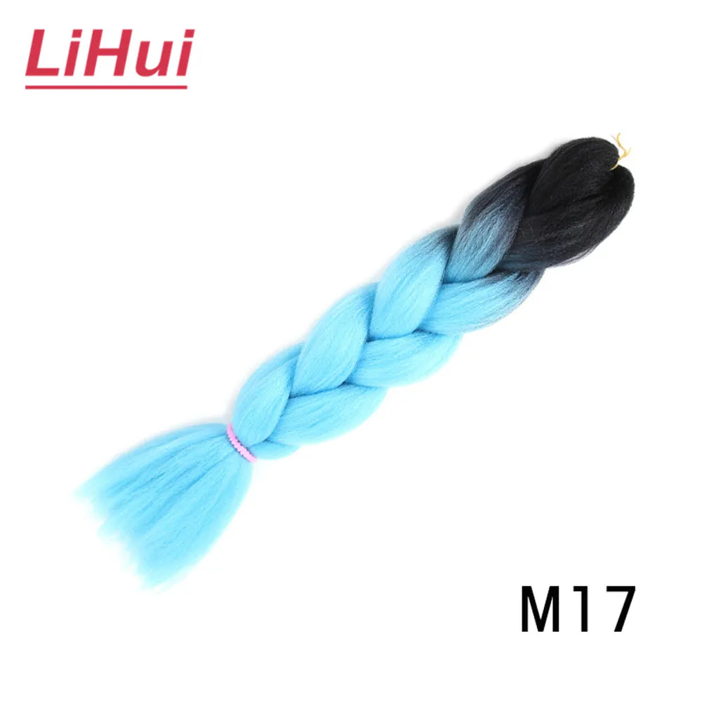 24 Inches Synthetic Braiding Hair Jumbo BraidOmbre Jumbo Hair Extension For Women DIY Hair Braids Purple Pink  Yellow Gray Lihu