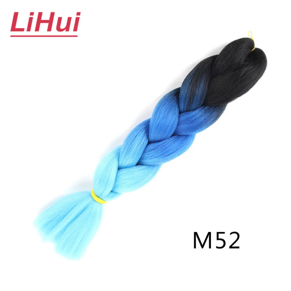 24 Inches Synthetic Braiding Hair Jumbo BraidOmbre Jumbo Hair Extension For Women DIY Hair Braids Purple Pink  Yellow Gray Lihu