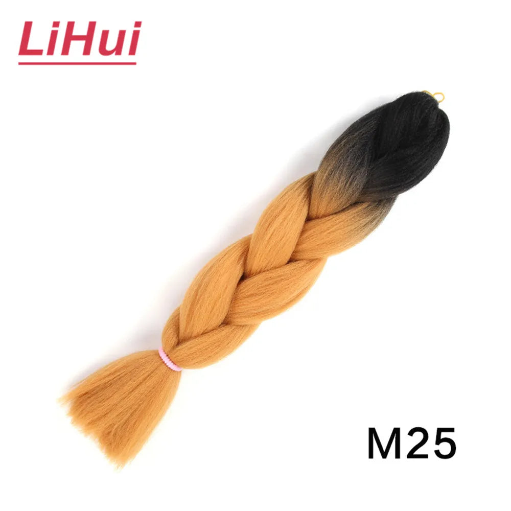 24 Inches Synthetic Braiding Hair Jumbo BraidOmbre Jumbo Hair Extension For Women DIY Hair Braids Purple Pink  Yellow Gray Lihu