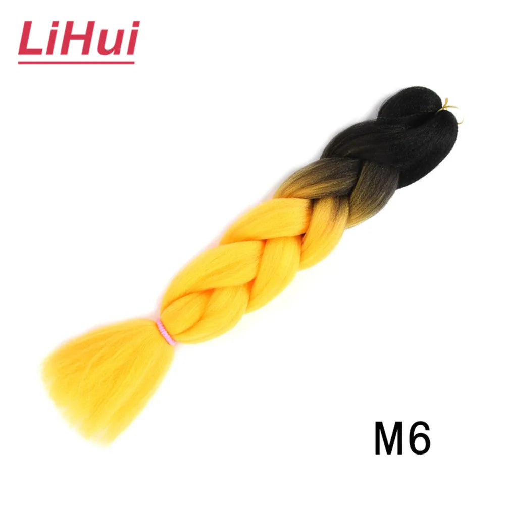 24 Inches Synthetic Braiding Hair Jumbo BraidOmbre Jumbo Hair Extension For Women DIY Hair Braids Purple Pink  Yellow Gray Lihu