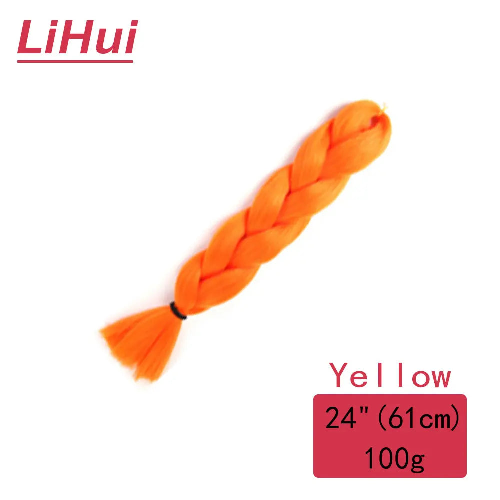 24 Inches Synthetic Braiding Hair Jumbo BraidOmbre Jumbo Hair Extension For Women DIY Hair Braids Purple Pink  Yellow Gray Lihu