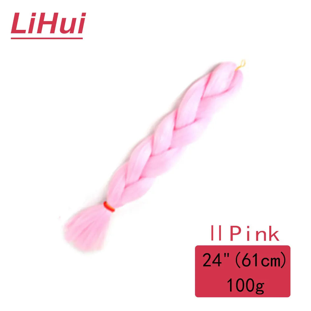24 Inches Synthetic Braiding Hair Jumbo BraidOmbre Jumbo Hair Extension For Women DIY Hair Braids Purple Pink  Yellow Gray Lihu