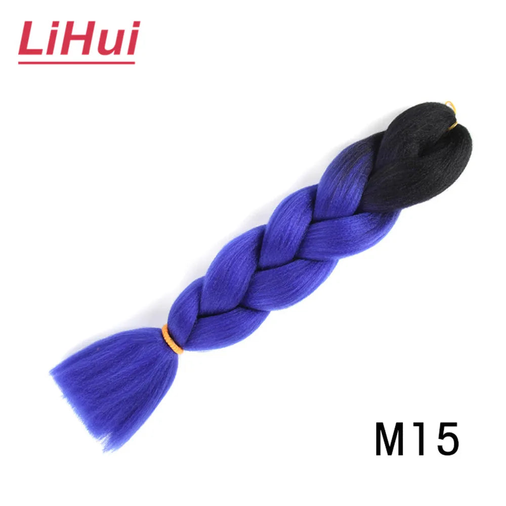 24 Inches Synthetic Braiding Hair Jumbo BraidOmbre Jumbo Hair Extension For Women DIY Hair Braids Purple Pink  Yellow Gray Lihu