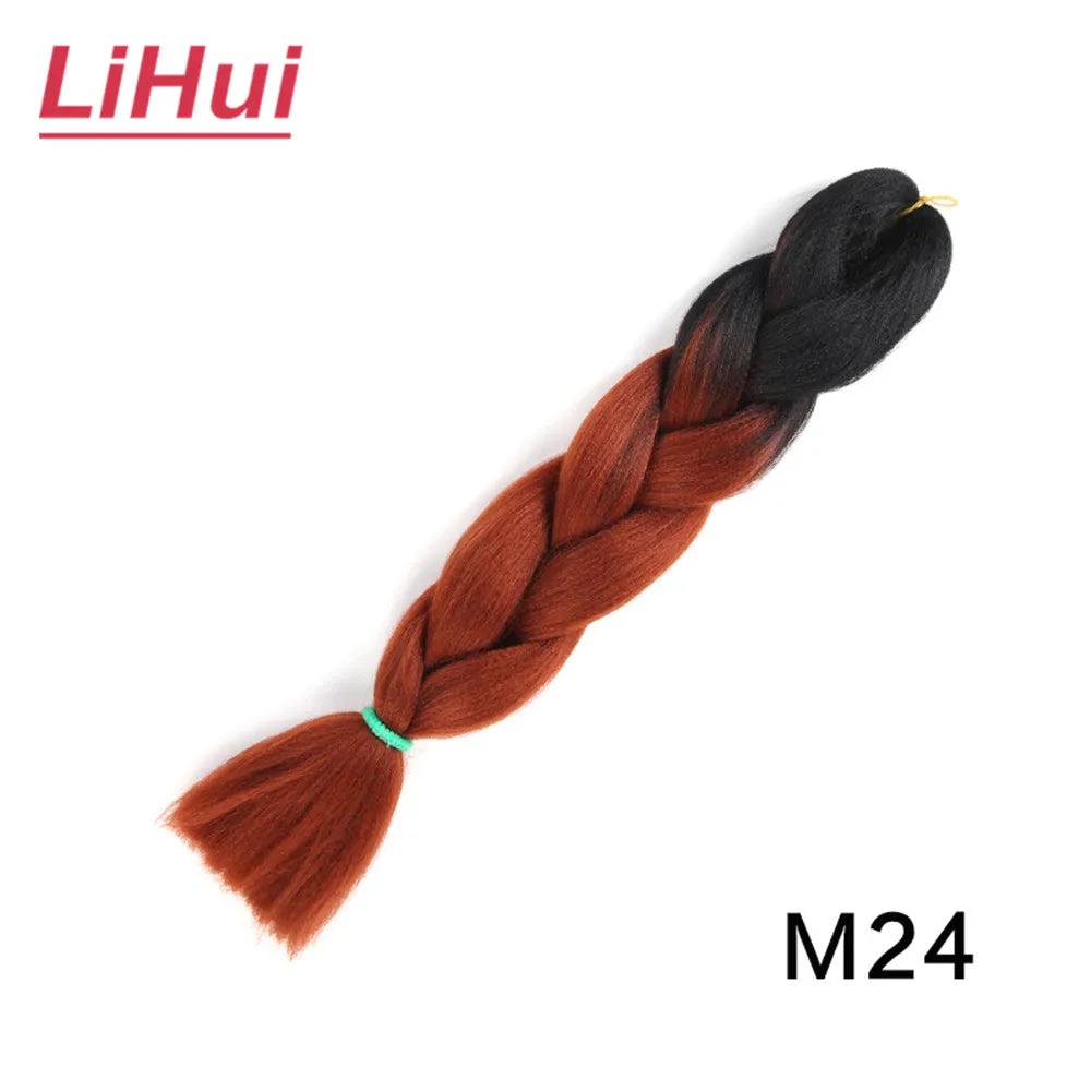 24 Inches Synthetic Braiding Hair Jumbo BraidOmbre Jumbo Hair Extension For Women DIY Hair Braids Purple Pink  Yellow Gray Lihu
