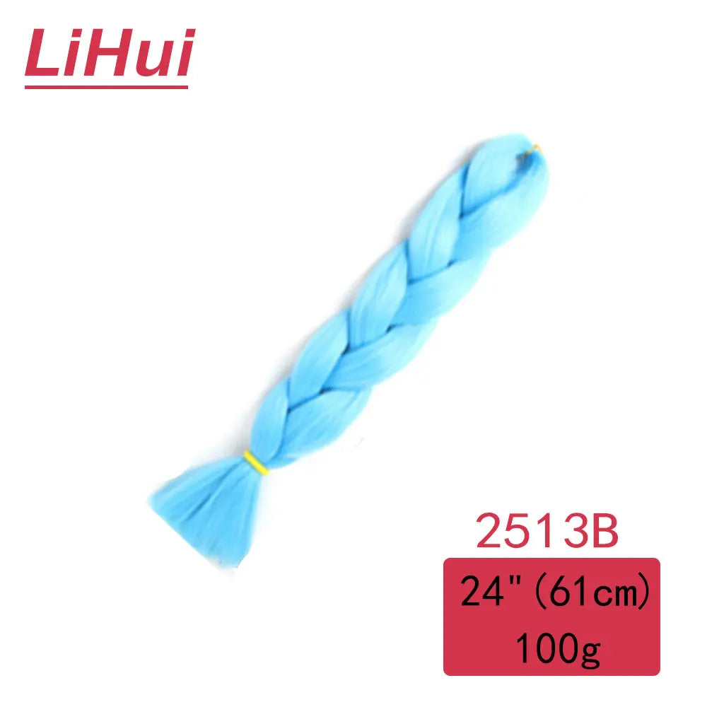 24 Inches Synthetic Braiding Hair Jumbo BraidOmbre Jumbo Hair Extension For Women DIY Hair Braids Purple Pink  Yellow Gray Lihu
