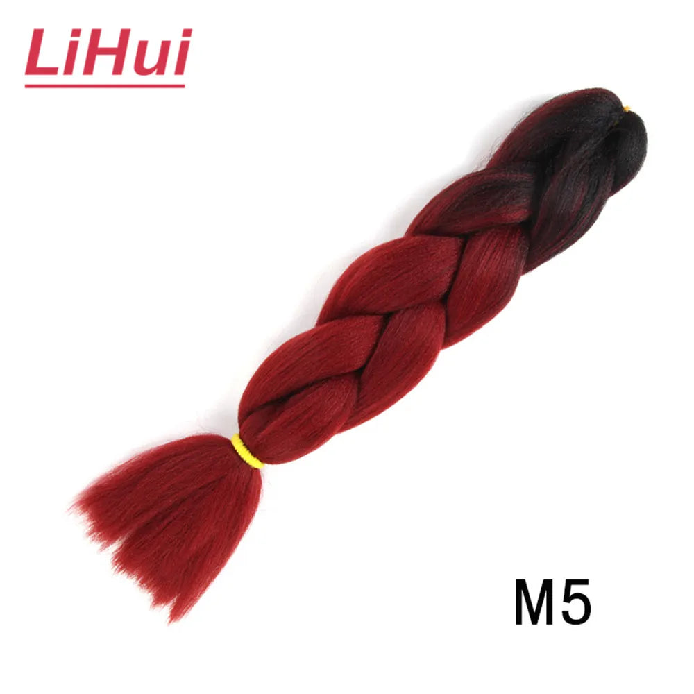 24 Inches Synthetic Braiding Hair Jumbo BraidOmbre Jumbo Hair Extension For Women DIY Hair Braids Purple Pink  Yellow Gray Lihu