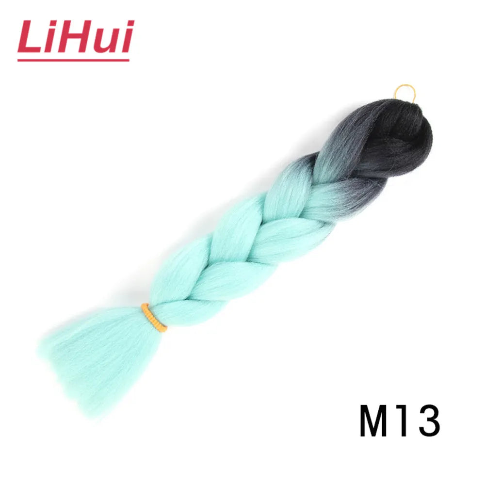 24 Inches Synthetic Braiding Hair Jumbo BraidOmbre Jumbo Hair Extension For Women DIY Hair Braids Purple Pink  Yellow Gray Lihu
