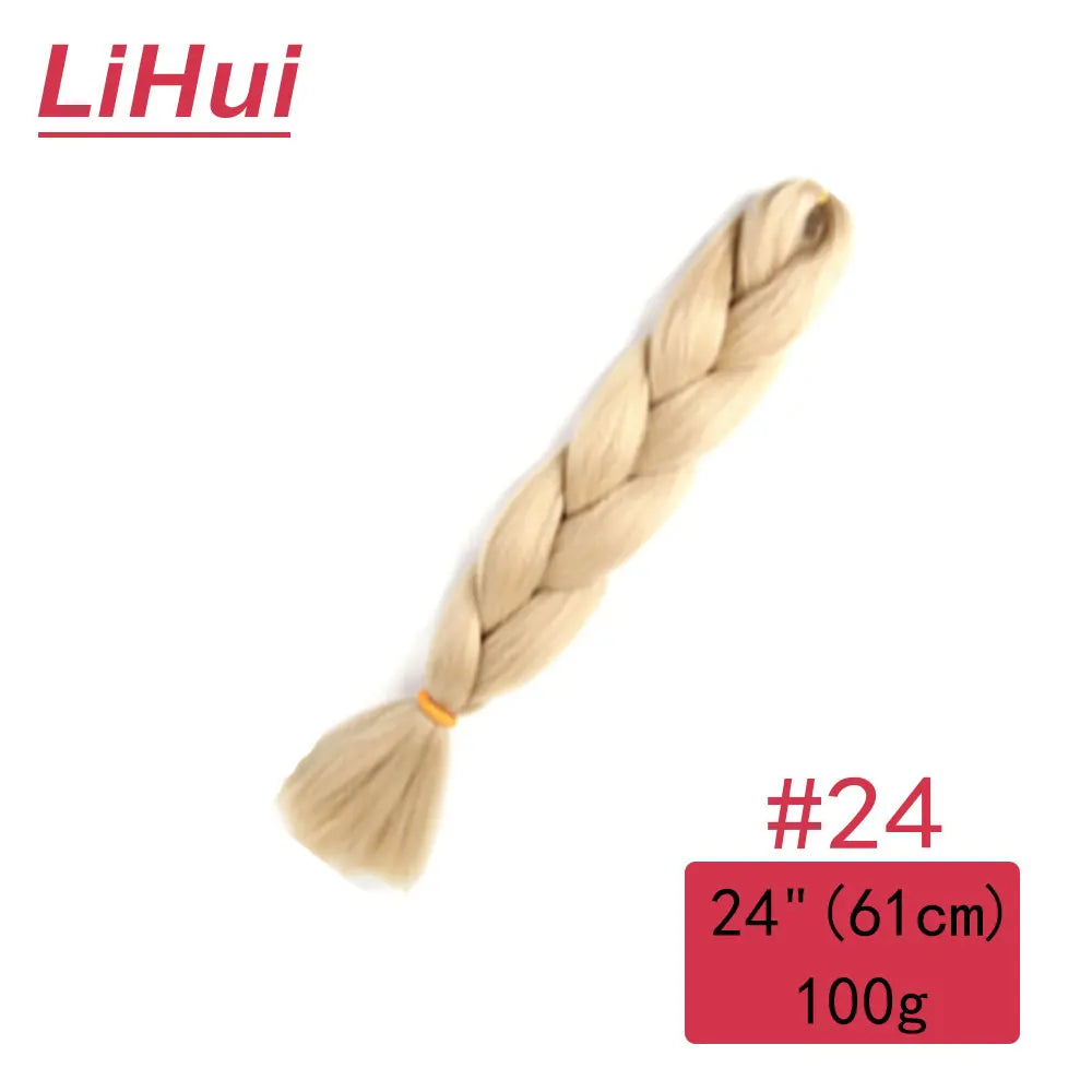 24 Inches Synthetic Braiding Hair Jumbo BraidOmbre Jumbo Hair Extension For Women DIY Hair Braids Purple Pink  Yellow Gray Lihu