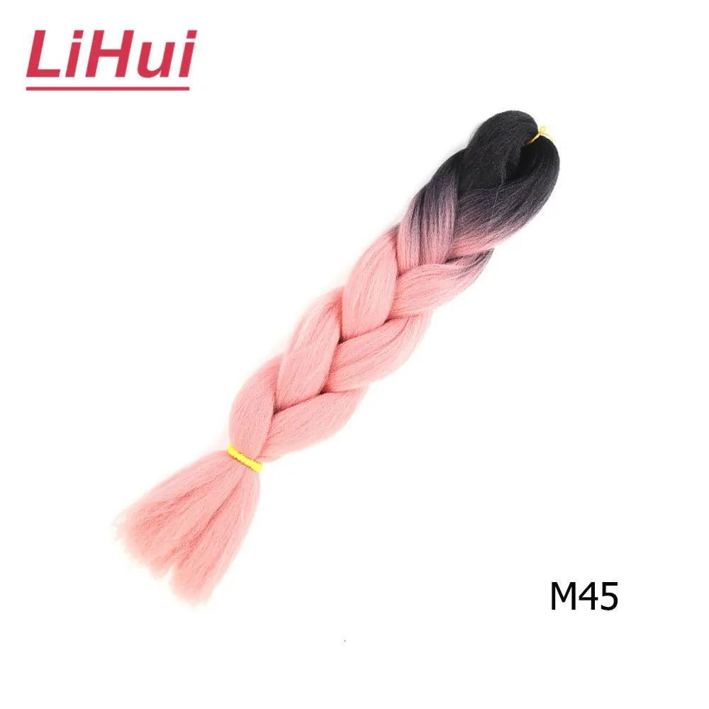 24 Inches Synthetic Braiding Hair Jumbo BraidOmbre Jumbo Hair Extension For Women DIY Hair Braids Purple Pink  Yellow Gray Lihu