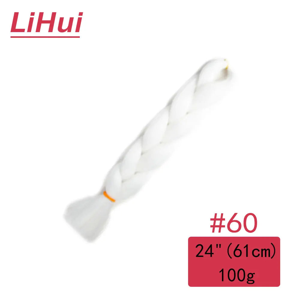 24 Inches Synthetic Braiding Hair Jumbo BraidOmbre Jumbo Hair Extension For Women DIY Hair Braids Purple Pink  Yellow Gray Lihu