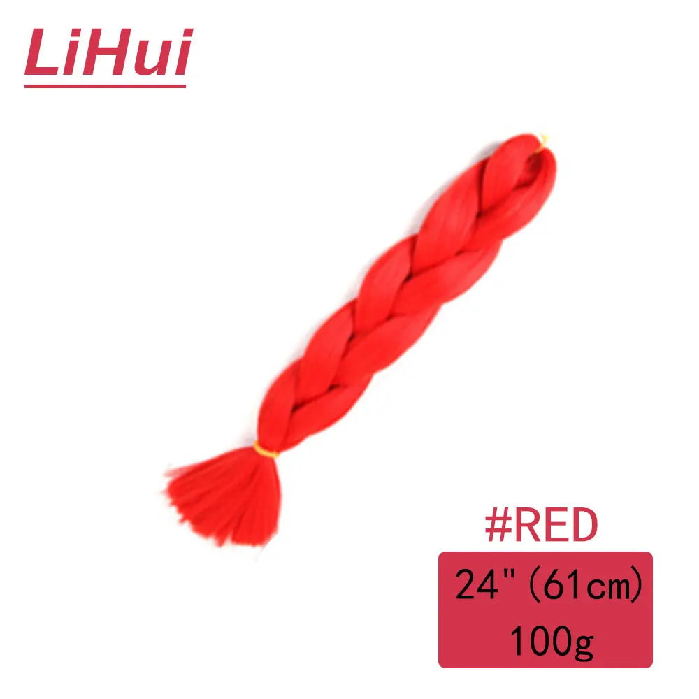 24 Inches Synthetic Braiding Hair Jumbo BraidOmbre Jumbo Hair Extension For Women DIY Hair Braids Purple Pink  Yellow Gray Lihu