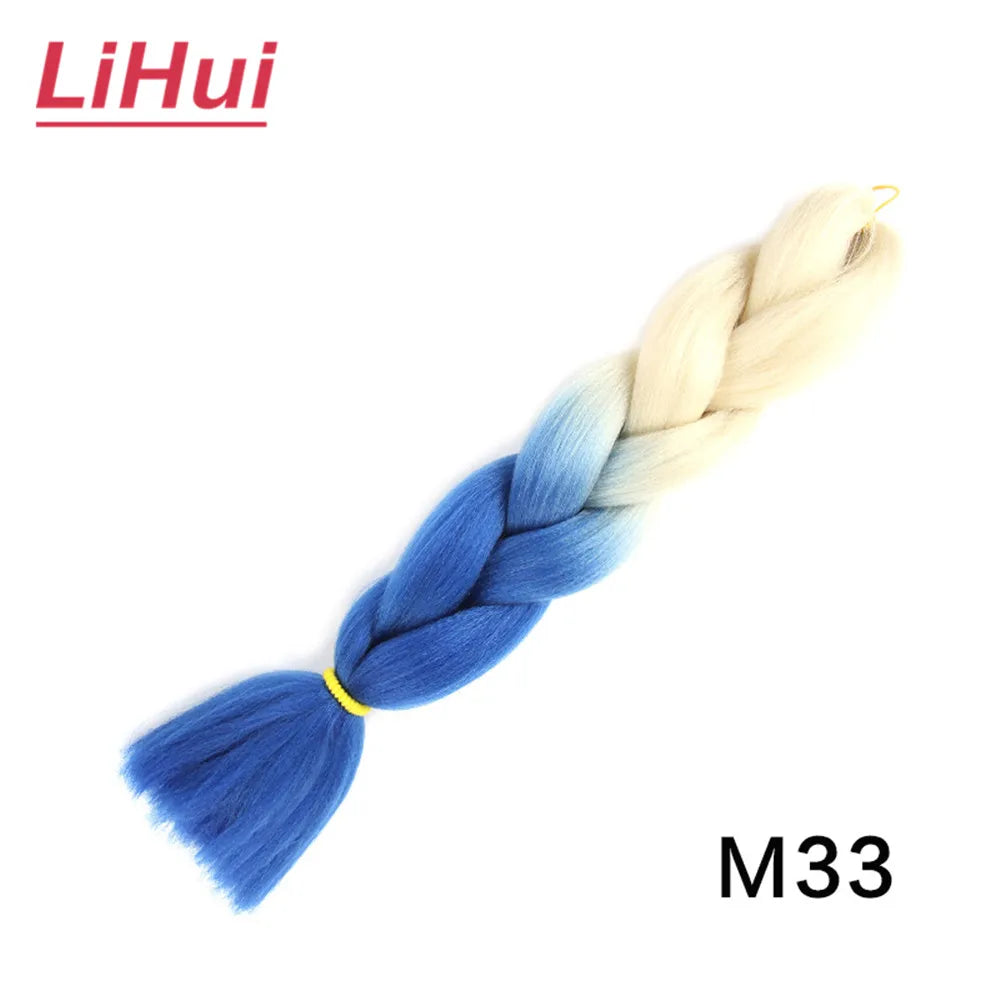 24 Inches Synthetic Braiding Hair Jumbo BraidOmbre Jumbo Hair Extension For Women DIY Hair Braids Purple Pink  Yellow Gray Lihu