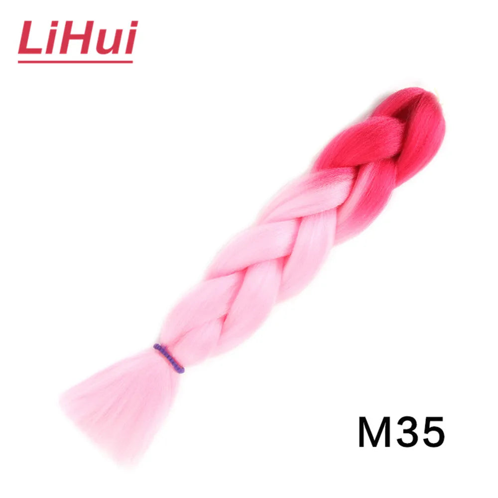24 Inches Synthetic Braiding Hair Jumbo BraidOmbre Jumbo Hair Extension For Women DIY Hair Braids Purple Pink  Yellow Gray Lihu