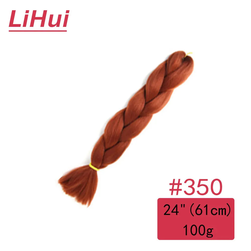 24 Inches Synthetic Braiding Hair Jumbo BraidOmbre Jumbo Hair Extension For Women DIY Hair Braids Purple Pink  Yellow Gray Lihu