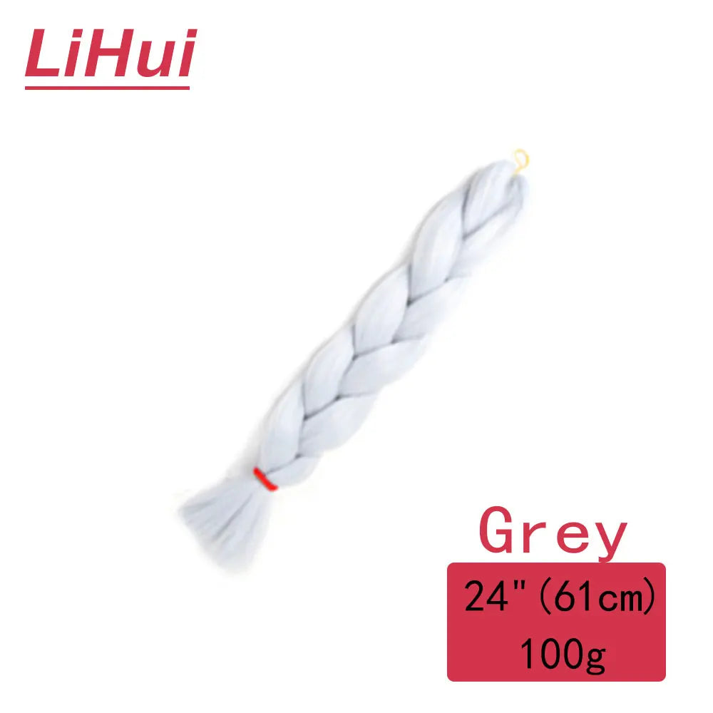 24 Inches Synthetic Braiding Hair Jumbo BraidOmbre Jumbo Hair Extension For Women DIY Hair Braids Purple Pink  Yellow Gray Lihu