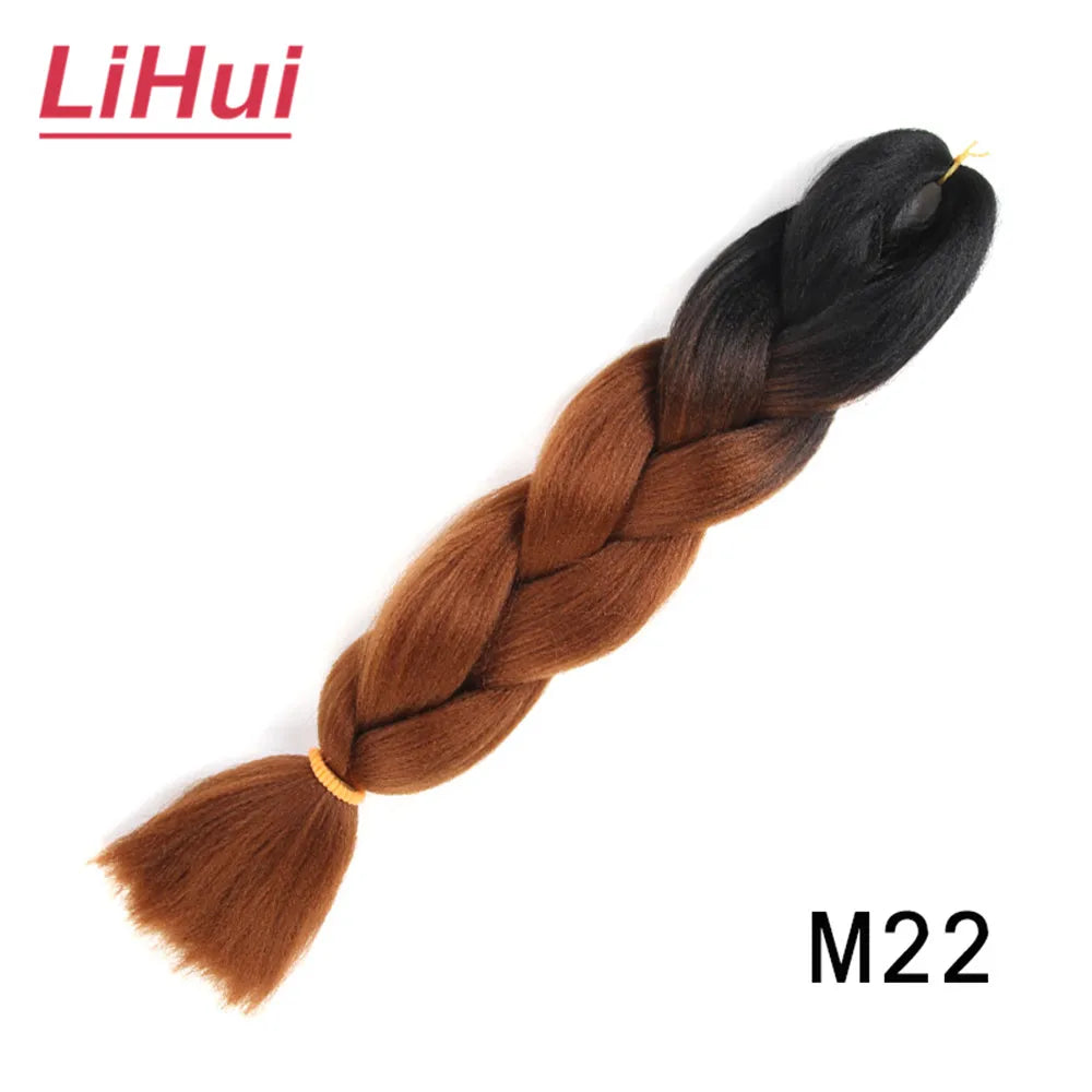 24 Inches Synthetic Braiding Hair Jumbo BraidOmbre Jumbo Hair Extension For Women DIY Hair Braids Purple Pink  Yellow Gray Lihu