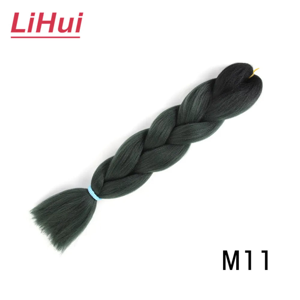 24 Inches Synthetic Braiding Hair Jumbo BraidOmbre Jumbo Hair Extension For Women DIY Hair Braids Purple Pink  Yellow Gray Lihu