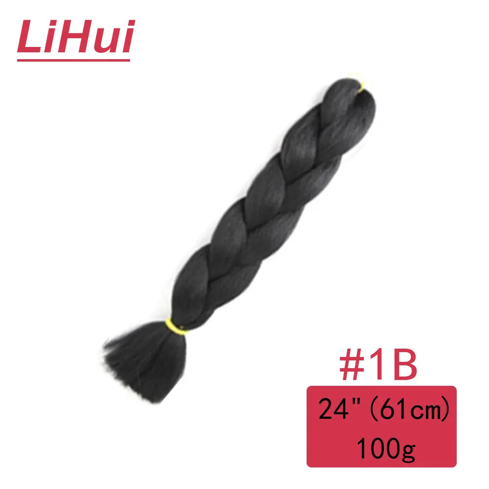 24 Inches Synthetic Braiding Hair Jumbo BraidOmbre Jumbo Hair Extension For Women DIY Hair Braids Purple Pink  Yellow Gray Lihu