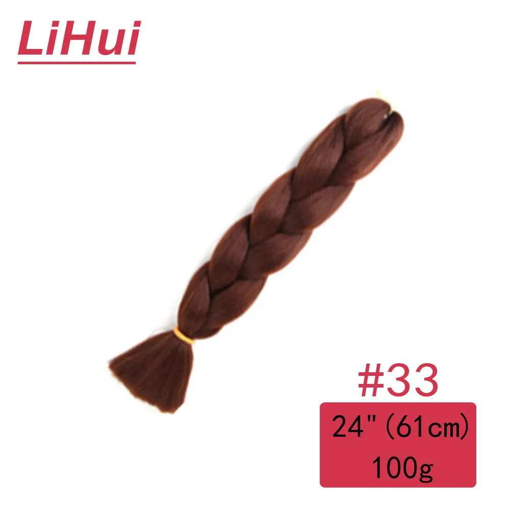 24 Inches Synthetic Braiding Hair Jumbo BraidOmbre Jumbo Hair Extension For Women DIY Hair Braids Purple Pink  Yellow Gray Lihu