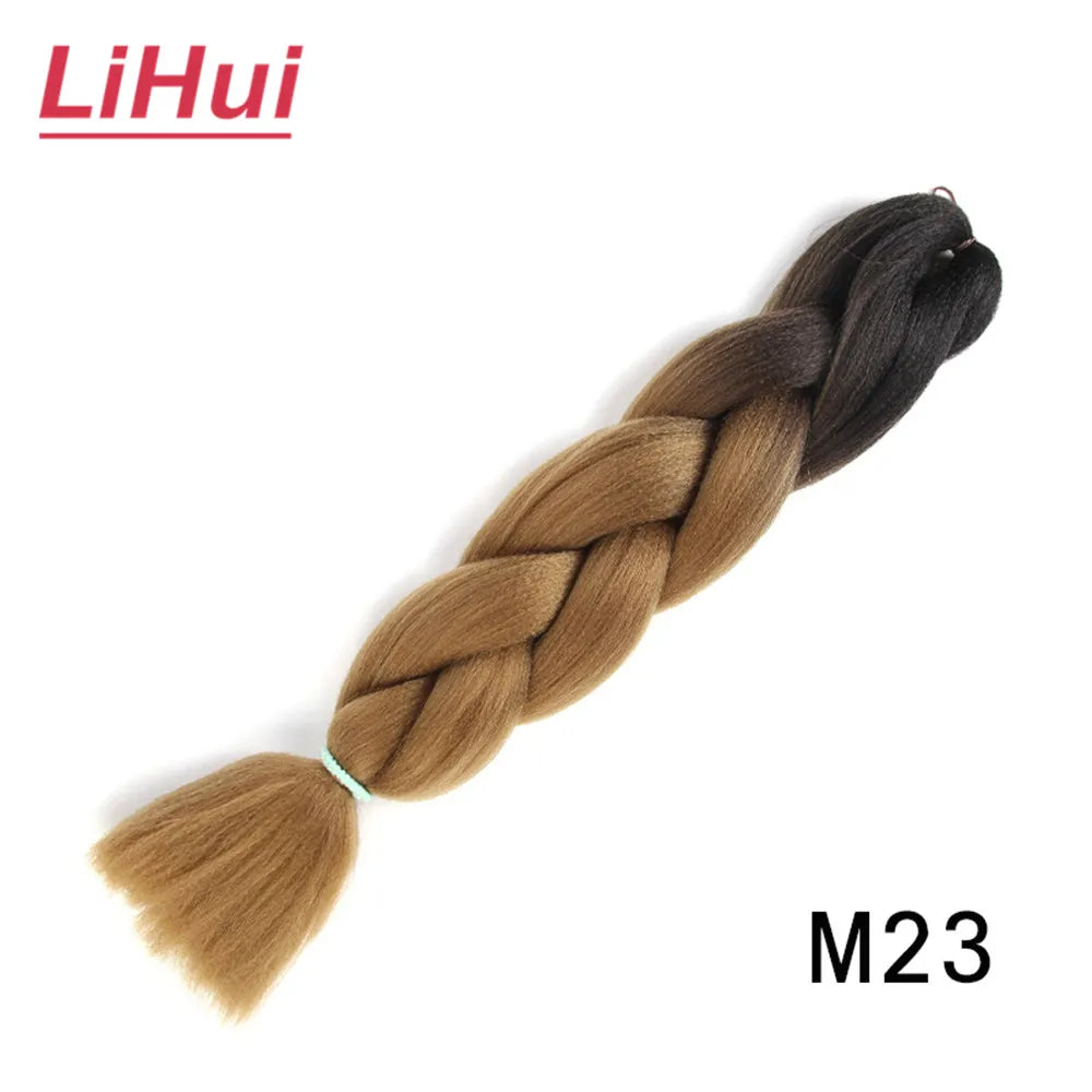 24 Inches Synthetic Braiding Hair Jumbo BraidOmbre Jumbo Hair Extension For Women DIY Hair Braids Purple Pink  Yellow Gray Lihu