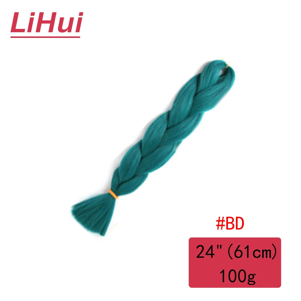 24 Inches Synthetic Braiding Hair Jumbo BraidOmbre Jumbo Hair Extension For Women DIY Hair Braids Purple Pink  Yellow Gray Lihu