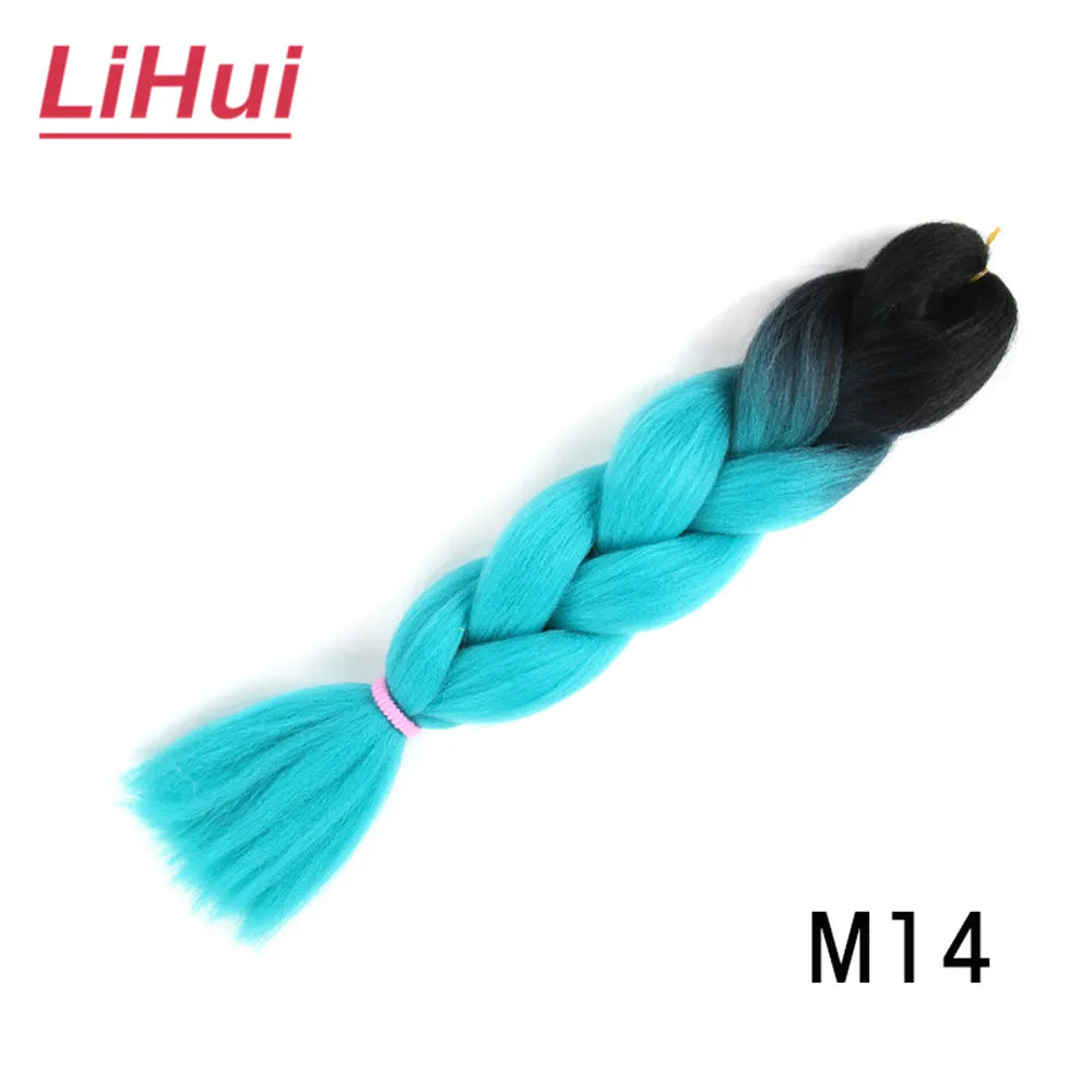 24 Inches Synthetic Braiding Hair Jumbo BraidOmbre Jumbo Hair Extension For Women DIY Hair Braids Purple Pink  Yellow Gray Lihu
