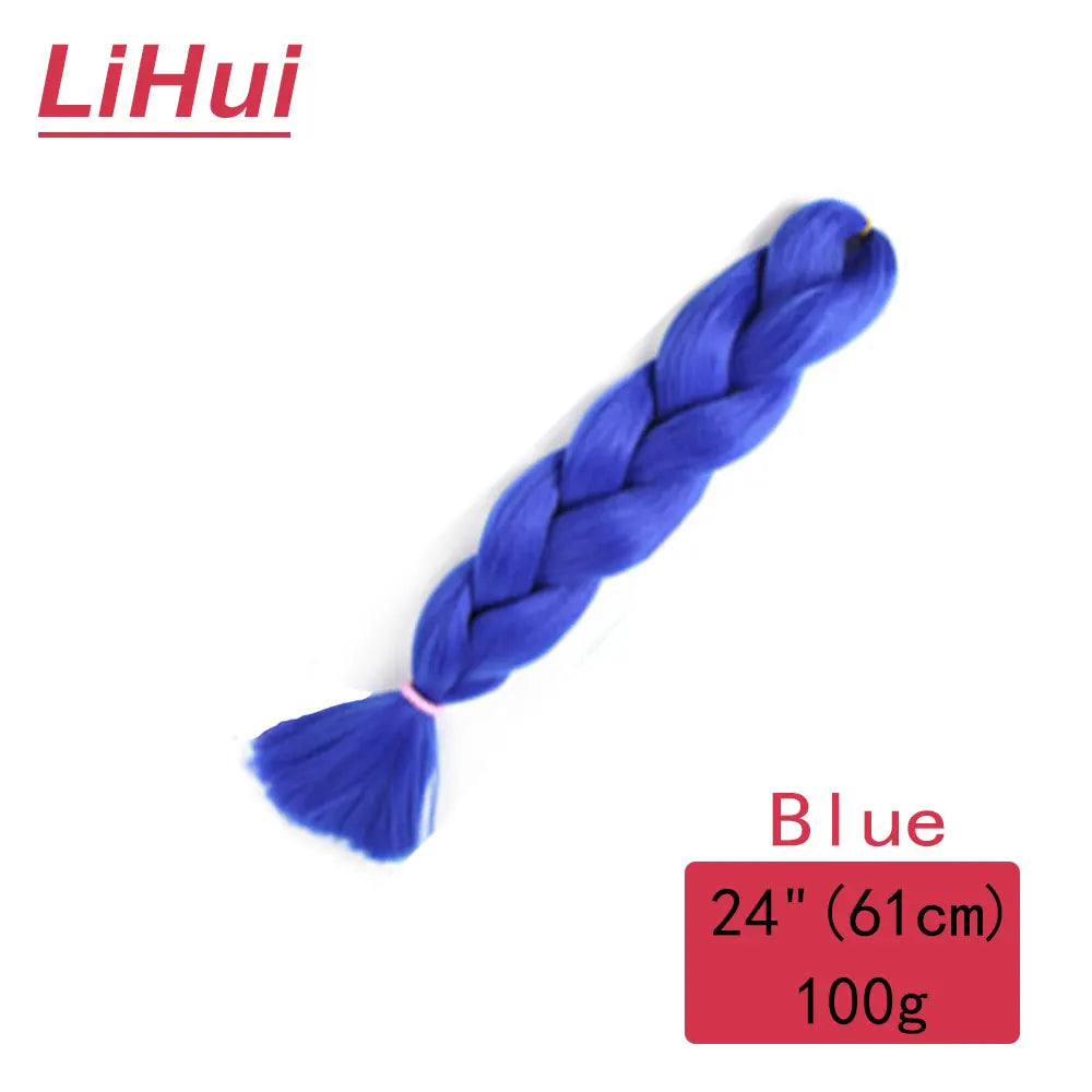 24 Inches Synthetic Braiding Hair Jumbo BraidOmbre Jumbo Hair Extension For Women DIY Hair Braids Purple Pink  Yellow Gray Lihu