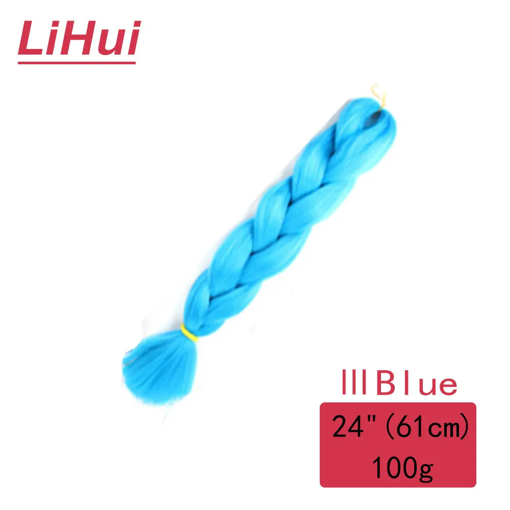 24 Inches Synthetic Braiding Hair Jumbo BraidOmbre Jumbo Hair Extension For Women DIY Hair Braids Purple Pink  Yellow Gray Lihu
