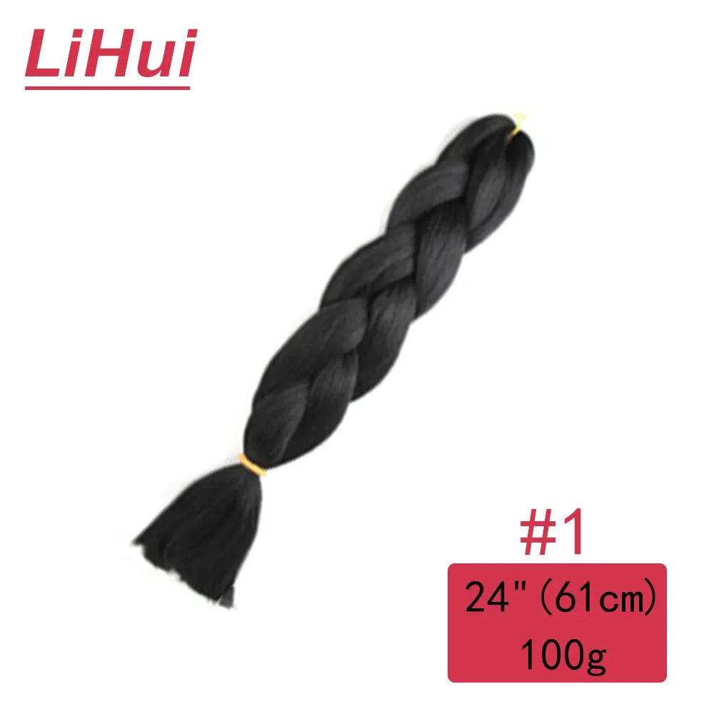 24 Inches Synthetic Braiding Hair Jumbo BraidOmbre Jumbo Hair Extension For Women DIY Hair Braids Purple Pink  Yellow Gray Lihu