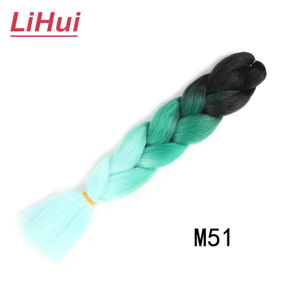 24 Inches Synthetic Braiding Hair Jumbo BraidOmbre Jumbo Hair Extension For Women DIY Hair Braids Purple Pink  Yellow Gray Lihu