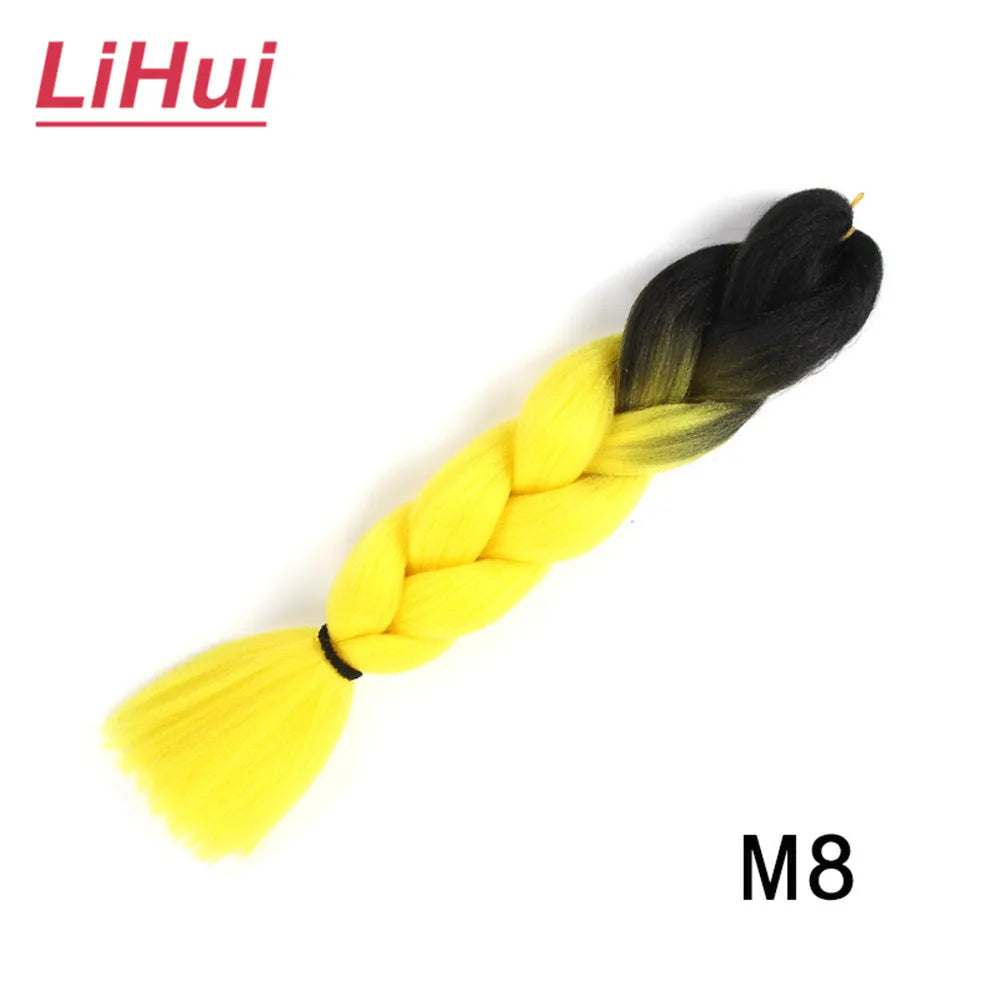 24 Inches Synthetic Braiding Hair Jumbo BraidOmbre Jumbo Hair Extension For Women DIY Hair Braids Purple Pink  Yellow Gray Lihu